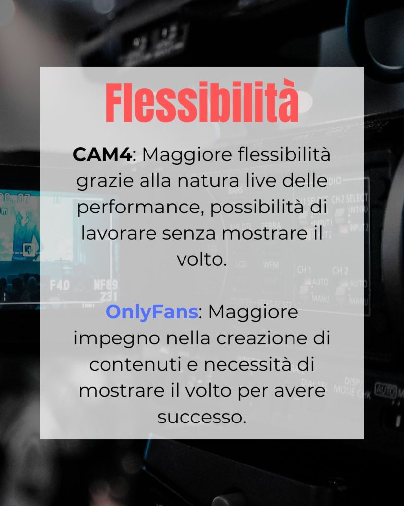 Flessibilità del lavoro su CAM4 vs flessibilità del lavoro su Onlyfans